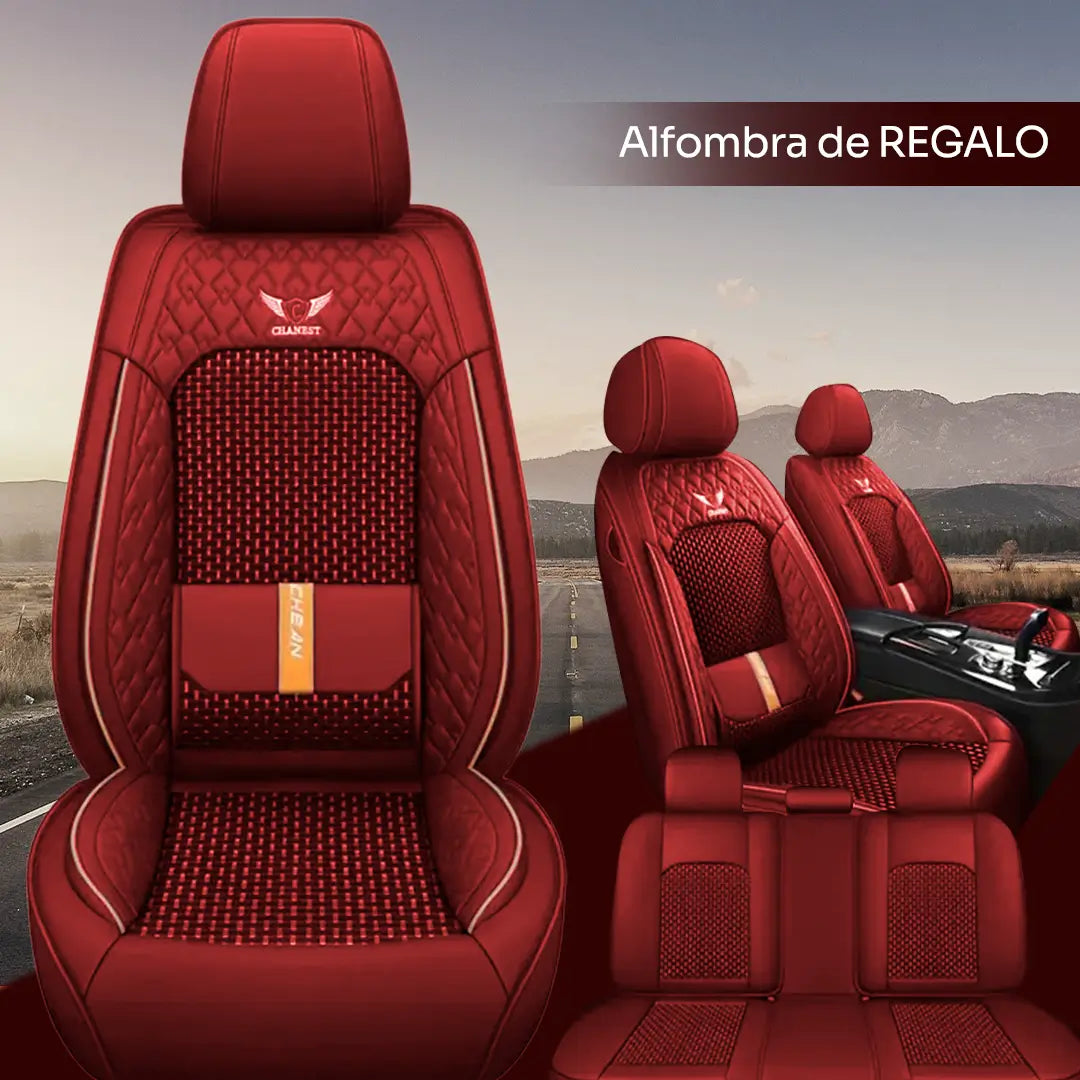 Funda Completa para Asientos de Auto en Cuero Legítimo + Juego Completo de Alfombras